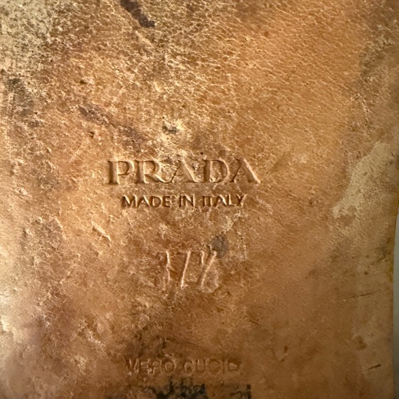 PRADA Women’s Sandals Vintage Ivory Tan Leather EU 37.5 US 7 - Picture 15 of 15